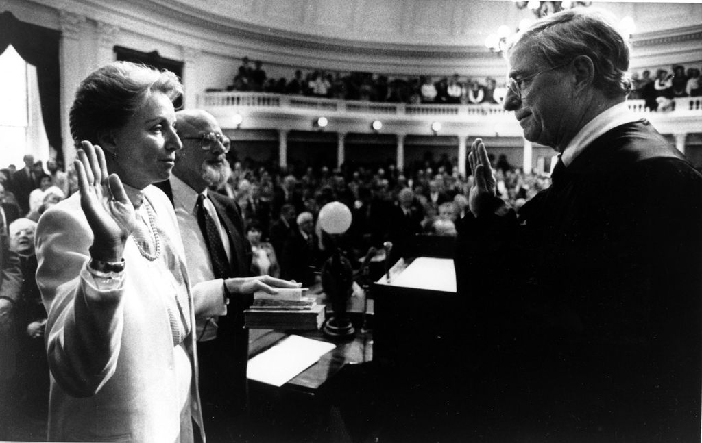 Madeleine Kunin being sworn in as VT's first woman governor. Photo by Toby Talbott.