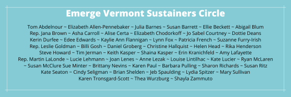 Emerge Vermont's Sustainers Circle Members